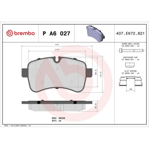 Bremsbelagsatz Scheibenbremse Brembo PA6027 Prime Line für Iveco Hinterachse