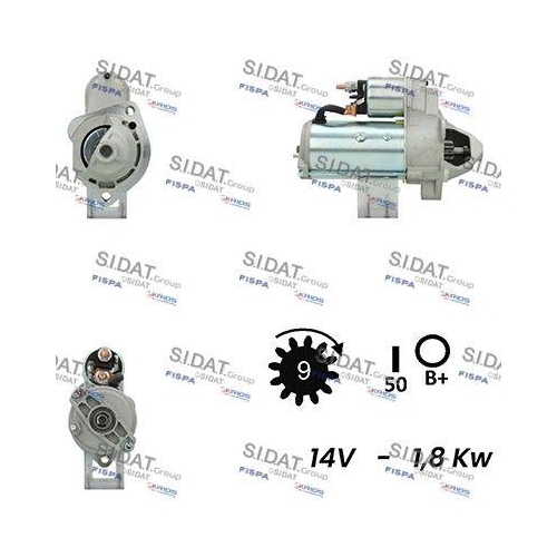 Starter Sidat S12VA0026A2 f&uuml;r Audi Seat Skoda VW Vag Hitachi Clark