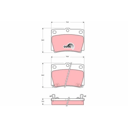 Bremsbelagsatz Scheibenbremse Trw GDB3239 Cotec f&uuml;r Mitsubishi Hinterachse