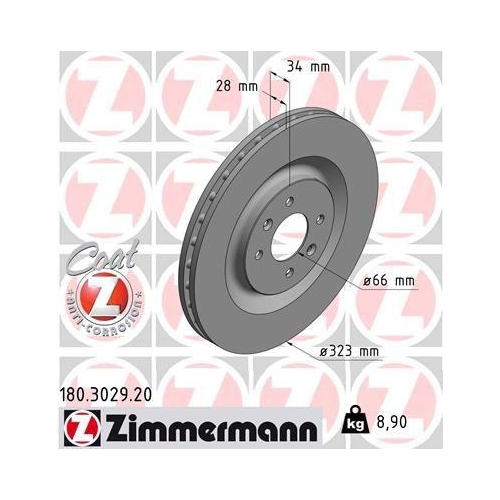 Zimmermann 2X Bremsscheibe Vorderachse Coat Z f&uuml;r Citro&euml;n/peugeot