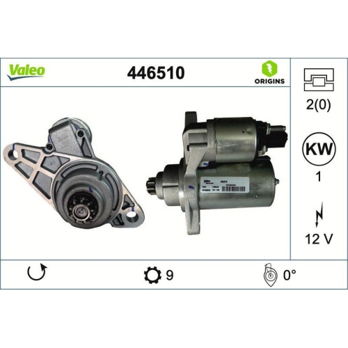 Starter Valeo 446510 Valeo Origins - New O.e. Technologie f&uuml;r Audi Seat Skoda VW