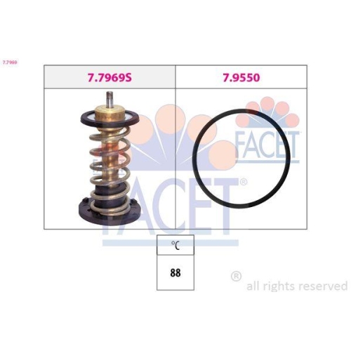 Thermostat K&uuml;hlmittel Facet 7.7969 Made In Italy - Oe Equivalent f&uuml;r Bmw Prim&auml;r
