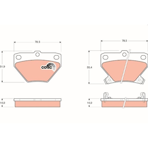 Bremsbelagsatz Scheibenbremse Trw GDB3243 Cotec f&uuml;r Toyota Hinterachse