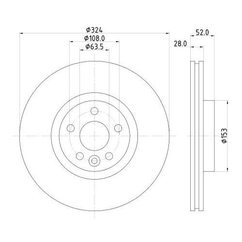 Bremsscheibe Hella 8DD 355 126-661 Pro High Carbon f&uuml;r Volvo Vorderachse