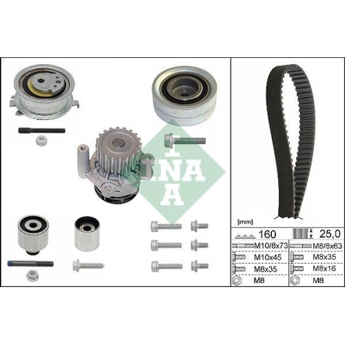Wasserpumpe + Zahnriemensatz Schaeffler Ina 530 0550 32 f&uuml;r Audi Seat Skoda VW