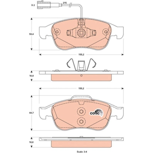 Bremsbelagsatz Scheibenbremse Trw GDB1873 Cotec f&uuml;r Alfa Romeo Fiat Lancia