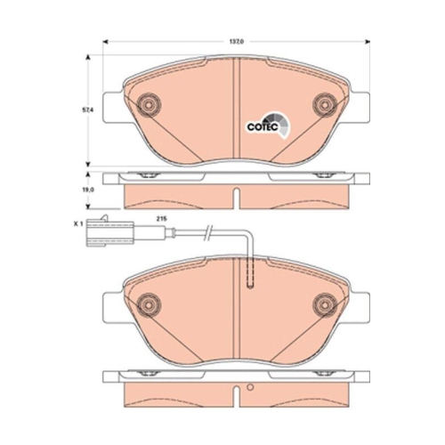 Bremsbelagsatz Scheibenbremse Trw GDB1878 Cotec f&uuml;r