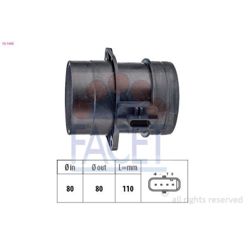 Luftmassenmesser Facet 10.1446 Made In Italy - Oe Equivalent f&uuml;r Audi Man Seat