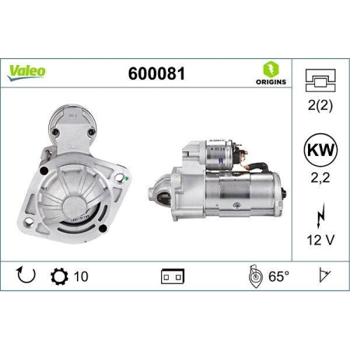 Starter Valeo 600081 Valeo Origins - New O.e. Technologie f&uuml;r Mitsubishi Hyundai