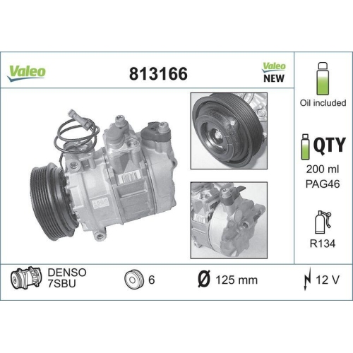 Kompressor Klimaanlage Valeo 813166 Valeo Core-flex für Audi Porsche Skoda VW