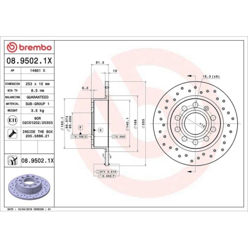 2X Brembo Bremsscheibe Xtra Line - Xtra f&uuml;r Audi Seat Skoda VW
