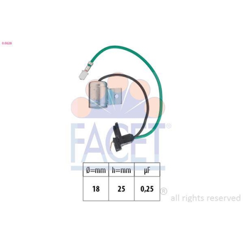 Kondensator Z&uuml;ndanlage Facet 0.0628 Made In Italy - Oe Equivalent f&uuml;r Fiat Ford