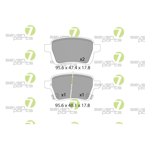Bremsbelagsatz Scheibenbremse 7 Seven Parts SVP28050 f&uuml;r Fiat 1. Hinterachse
