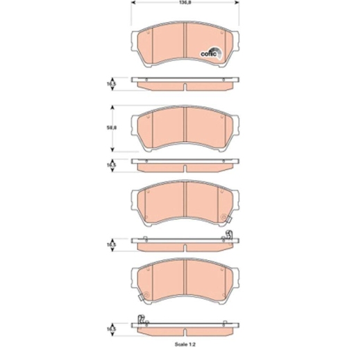 Bremsbelagsatz Scheibenbremse Trw GDB3501 Cotec f&uuml;r Mazda (faw) Honda Ford Usa