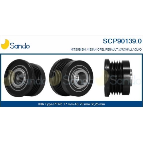 Riemenscheibe Generator Sando SCP90139.0 f&uuml;r Nissan Opel Renault Volvo Ika