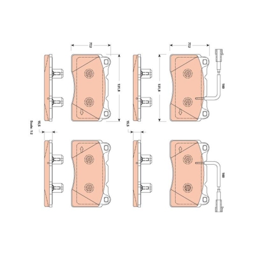 Bremsbelagsatz Scheibenbremse Trw GDB1888 f&uuml;r Alfa Romeo Fiat Lancia Vorderachse
