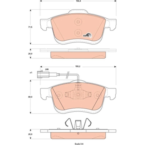 Bremsbelagsatz Scheibenbremse Trw GDB1865 Cotec f&uuml;r Vauxhall Alfa Romeo Chrysler