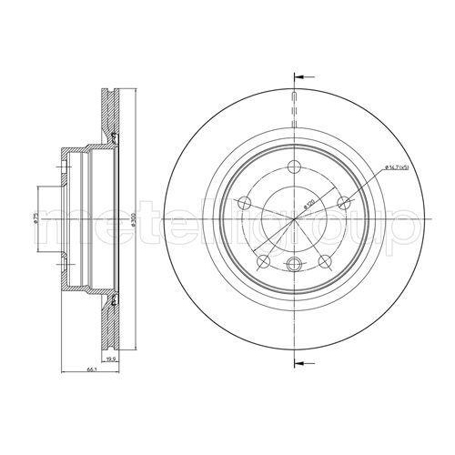 Bremsscheibe Metelli 23-0818C f&uuml;r Bmw Hinterachse