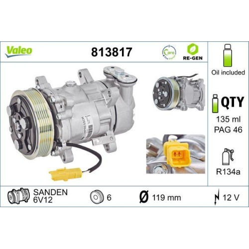 Kompressor Klimaanlage Valeo 813817 Valeo Re-gen At f&uuml;r Citro&euml;n Fiat Peugeot