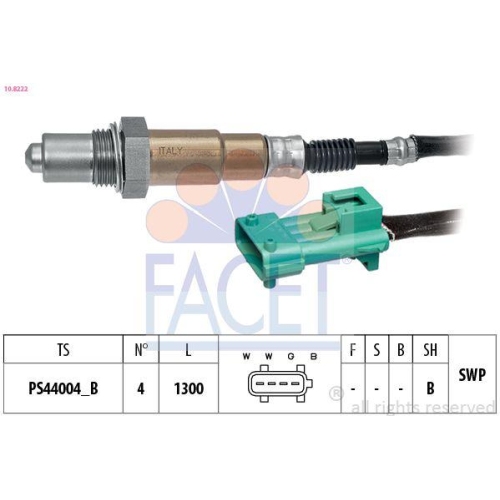 Lambdasonde Facet 10.8222 Made In Italy - Oe Equivalent f&uuml;r Citro&euml;n Fiat Lancia