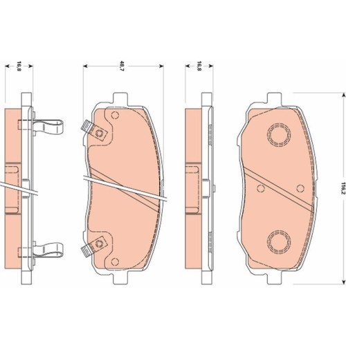 Bremsbelagsatz Scheibenbremse Trw GDB3510 Cotec f&uuml;r Hyundai Kia Vorderachse