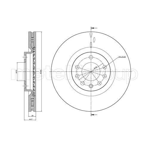 Bremsscheibe Metelli 23-0860C f&uuml;r Fiat Vorderachse