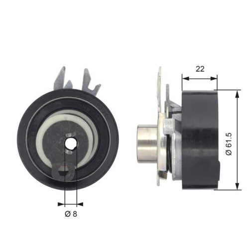 Spannrolle Zahnriemen Gates T43046 Powergrip&trade; f&uuml;r Seat Skoda VW