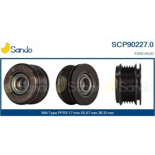 Riemenscheibe Generator Sando SCP90227.0 f&uuml;r Volvo Ika
