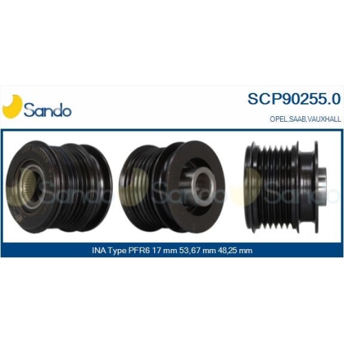 Riemenscheibe Generator Sando SCP90255.0 f&uuml;r Opel General Motors Ika