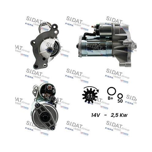 Starter Sidat S12VA0114A2 f&uuml;r Alfa Romeo Citro&euml;n Fiat Lancia Mitsubishi Opel