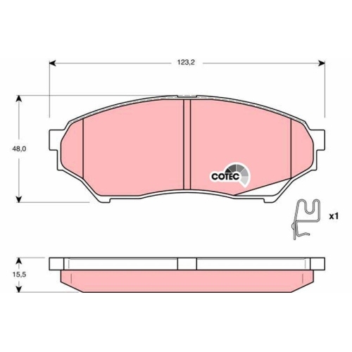 Brake Pad Set Disc Brake Trw GDB3270 Cotec for Mitsubishi Front Axle