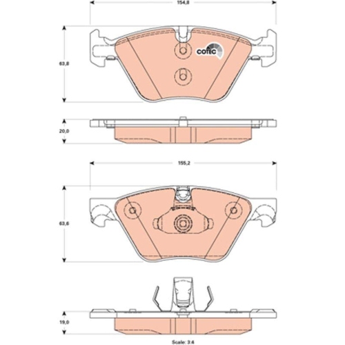 Bremsbelagsatz Scheibenbremse Trw GDB1882 Cotec f&uuml;r Bmw Bmw (brilliance)