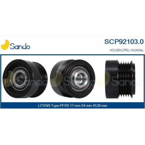 Riemenscheibe Generator Sando SCP92103.0 f&uuml;r Opel Vag General Motors Ika
