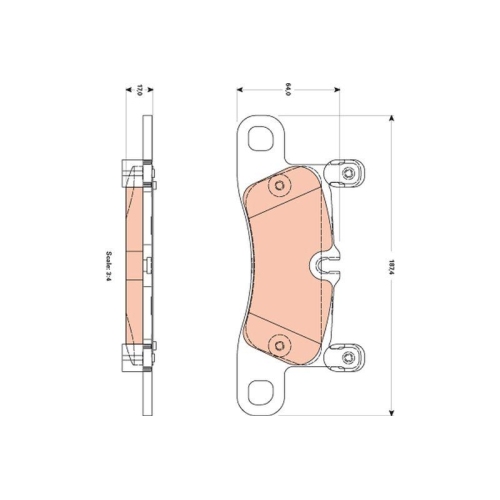 Bremsbelagsatz Scheibenbremse Trw GDB1876 f&uuml;r VW Audi Porsche Hinterachse