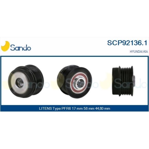 Riemenscheibe Generator Sando SCP92136.1 f&uuml;r Kia Ika