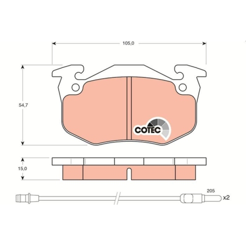 Bremsbelagsatz Scheibenbremse Trw GDB328 Cotec f&uuml;r Renault Vorderachse