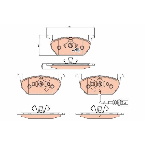 Bremsbelagsatz Scheibenbremse Trw GDB2080 Cotec f&uuml;r Seat Skoda VW Audi