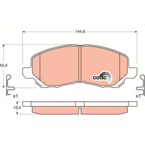 Bremsbelagsatz Scheibenbremse Trw GDB3287 Cotec f&uuml;r Chrysler Citro&euml;n Dodge Jeep