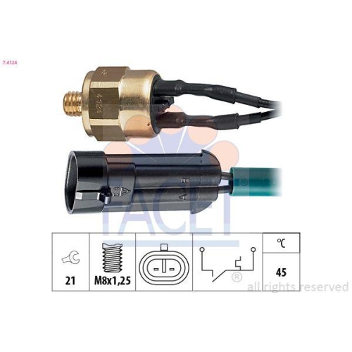 Temperaturschalter K&uuml;hlmittelwarnlampe Facet 7.4124 f&uuml;r Fiat Iveco