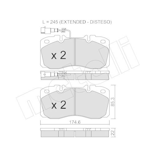 Brake Pad Set Disc Brake Metelli 22-0268-5 for Nissan Front Axle