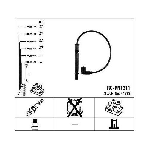 Z&uuml;ndleitungssatz Ngk 44278 f&uuml;r Nissan Renault