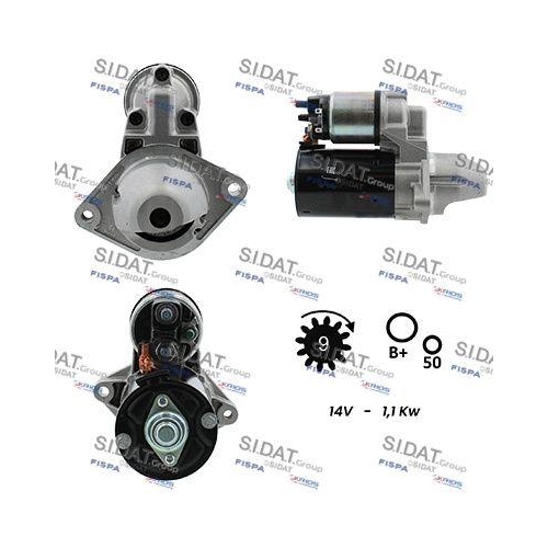 Starter Sidat S12BH0033 f&uuml;r Alfa Romeo Fiat Lancia Opel Suzuki General Motors