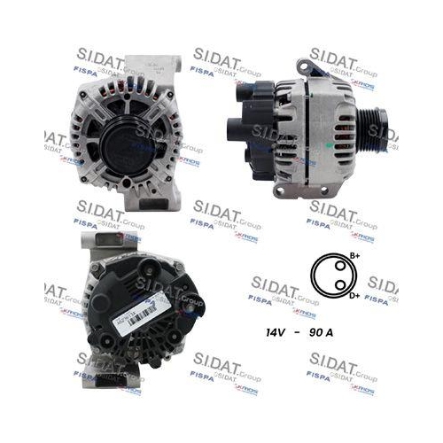 Generator Sidat A12VA0001 f&uuml;r Alfa Romeo Fiat Ford Lancia Opel Suzuki Vauxhall