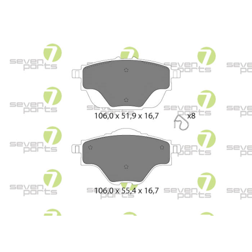 Bremsbelagsatz Scheibenbremse 7 Seven Parts SVP28410 f&uuml;r Citro&euml;n Opel Peugeot