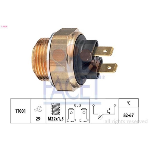 Temperaturschalter K&uuml;hlerl&uuml;fter Facet 7.5004 Made In Italy - Oe Equivalent f&uuml;r