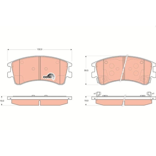 Bremsbelagsatz Scheibenbremse Trw GDB3310 Cotec f&uuml;r Mazda Vorderachse