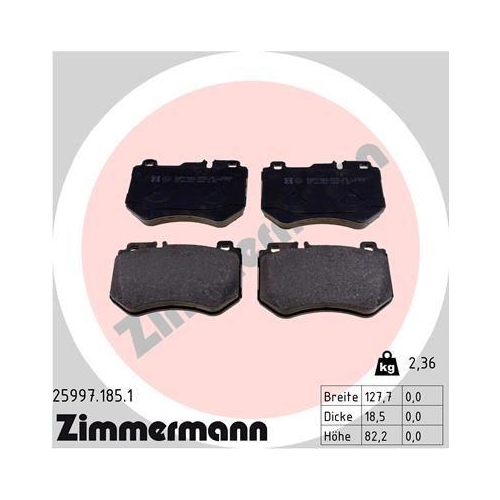 Bremsbelagsatz Scheibenbremse Zimmermann 25997.185.1 f&uuml;r Mercedes Benz