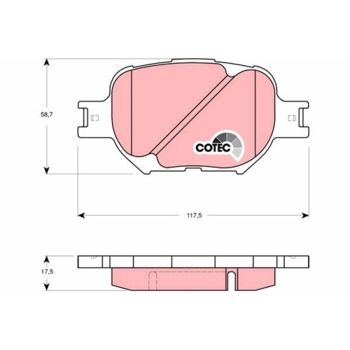 Bremsbelagsatz Scheibenbremse Trw GDB3316 Cotec f&uuml;r Toyota Scion Vorderachse
