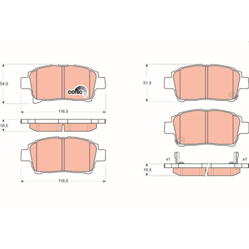Bremsbelagsatz Scheibenbremse Trw GDB3317 Cotec f&uuml;r Toyota Scion Faw (tianjin)
