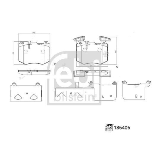 Bremsbelagsatz Scheibenbremse Febi Bilstein 186406 f&uuml;r Mercedes Benz Vorderachse